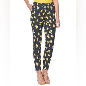 Lemon Straight Leg Pants in Grey with Yellow Lemon Print